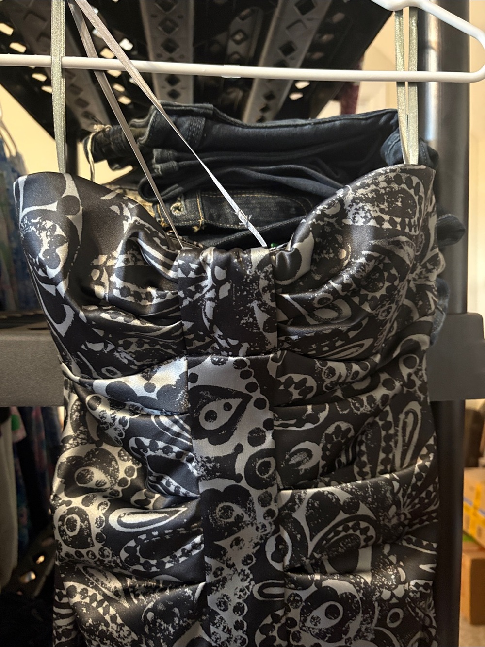 Y2K max and Cleo Strapless Ruched Printed Mini Dress Punk Rock‎ - Picture 2 of 5